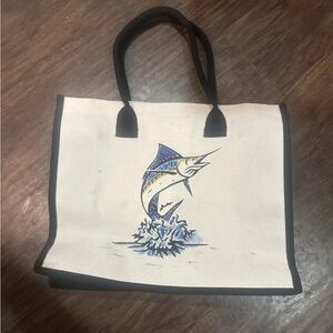 Canvas Tote Bag with Marlin Design